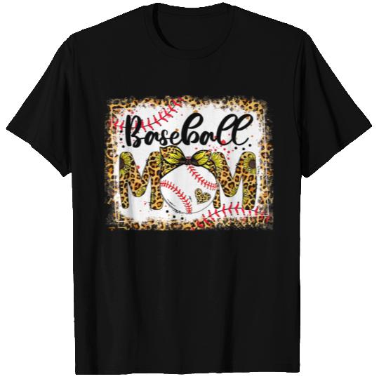 Bleached Softball Baseball Mom Leopard Mothers Day T Shirts