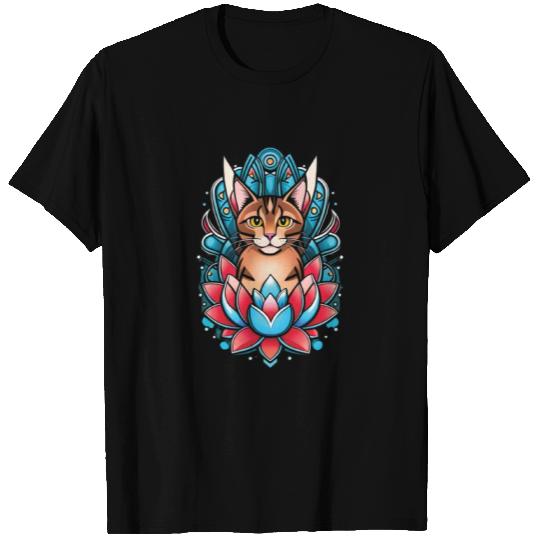 cat in lotus tattoo T Shirts
