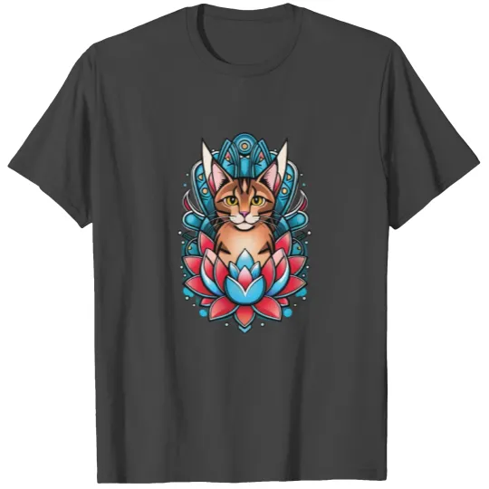 cat in lotus tattoo T Shirts