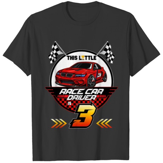 3 Year Old Race Car Birthday T Shirts 3rd Racing Party