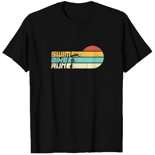 Triathlon Swim Bike Run Retro Training Triathletes T Shirts