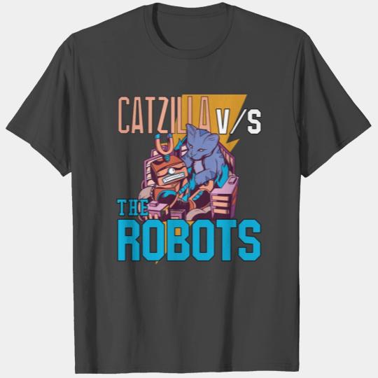 Catzilla Versus Robot T Shirts