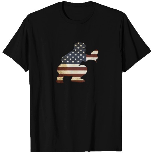 Baseball Catcher American Flag Patriotic Catcher T Shirts
