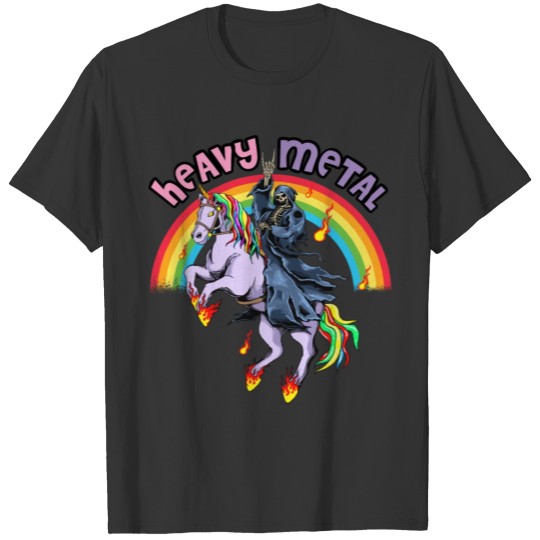 Cute Heavy Metal Rainbow Unicorn Cartoon T Shirts