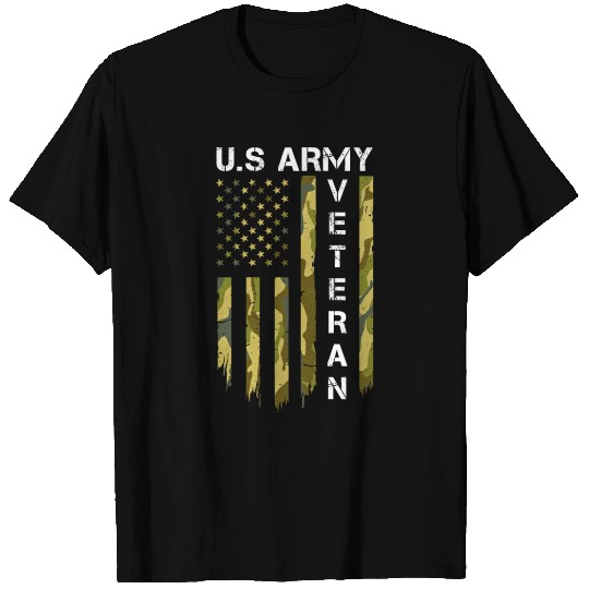 Us Army Veteran American Camo Flag T Shirts
