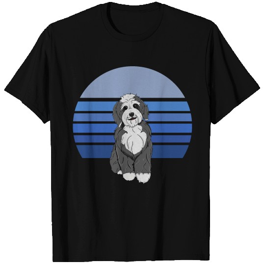 Bernedoodle Retro Blue T Shirts