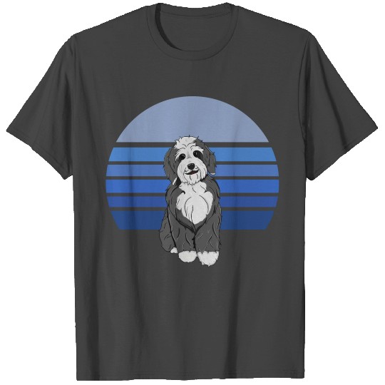 Bernedoodle Retro Blue T Shirts