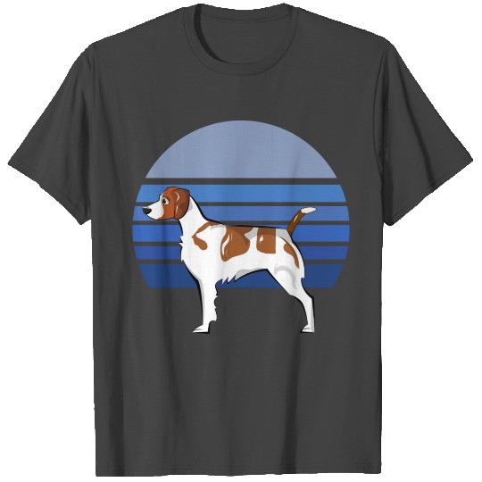 Brittany Dog Blue Retro T Shirts