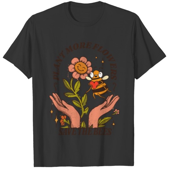 Retro Floral Honeycomb Bee Lover Art T Shirts