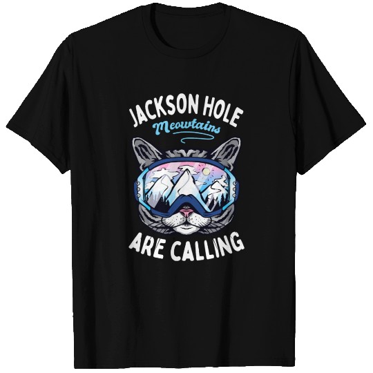 Jackson Hole Wyoming Cat With Goggles Art T Shirts