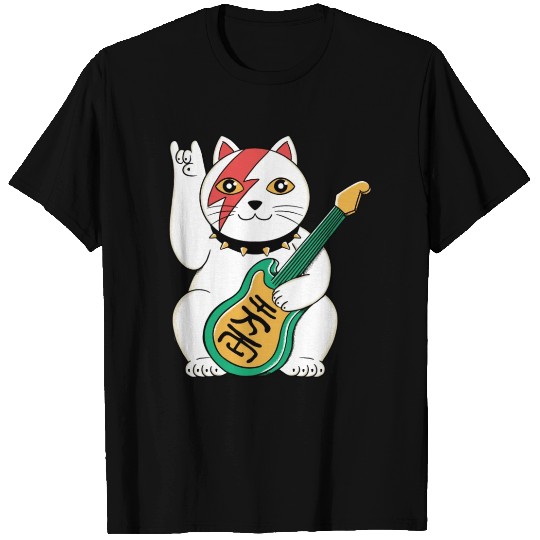 Lucky Cat Guitar Guitarist T Shirts