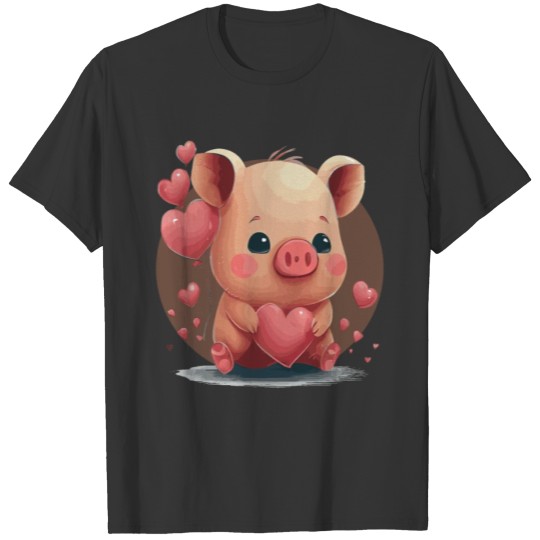 Valentines Day Cute Pig Farmer Pet Pig Animal Love T Shirts