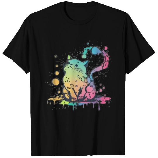 Furry Fun: The Joyful Antics of a Colorful Cat T Shirts