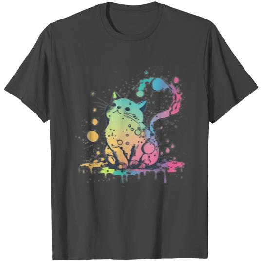 Furry Fun: The Joyful Antics of a Colorful Cat T Shirts