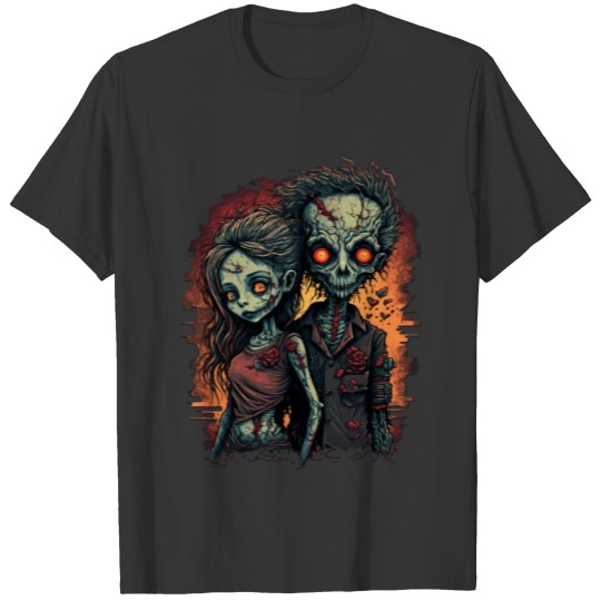 Creepy Zombie Couple Apocalyptic Horror Valentine' T Shirts
