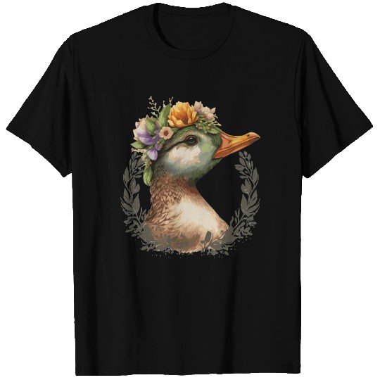 Duck Flower Crown Floral Farm Animal Ducks T Shirts