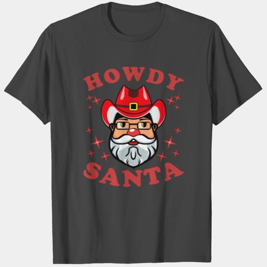 Santa Claus Cowboy Hat Red Christmas Xmas T Shirts
