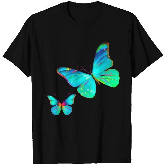 Blue Green Butterflies T Shirts
