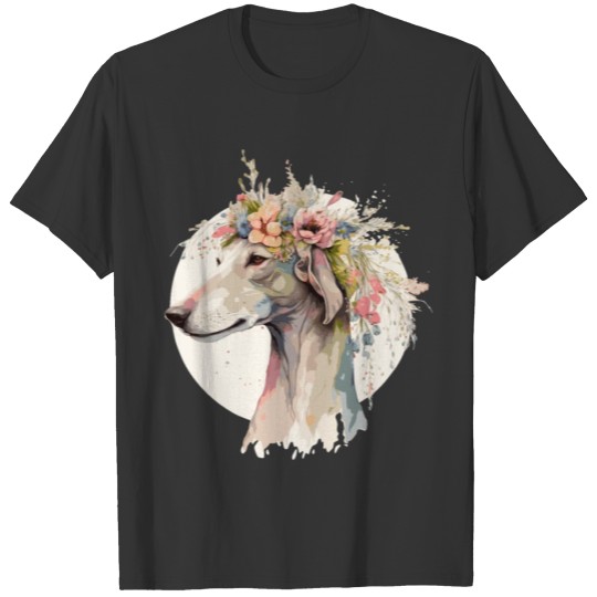 Cute Greyhound Flower Crown Pet Dog Breed Floral P T Shirts