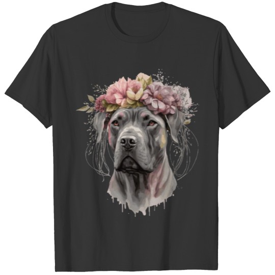 Cute Cane Corso Flower Crown Pet Dog Floral Puppy T Shirts