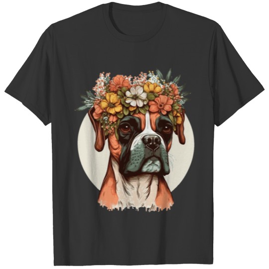 Cute Boxer Dog Flower Crown Pet Dog Breed Floral P T Shirts