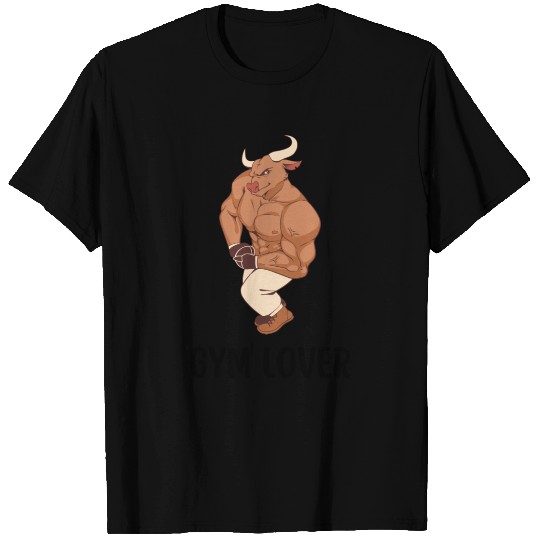 Brown Illustrated Bull Gym Lover T Shirts