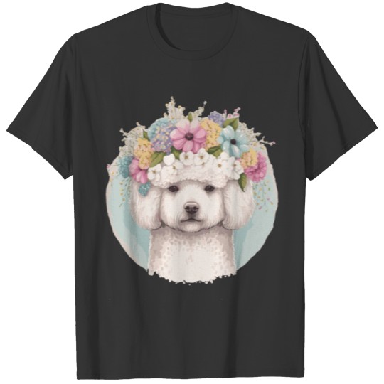 Cute Bichon Frise Flower Crown Pet Dog Floral Pupp T Shirts
