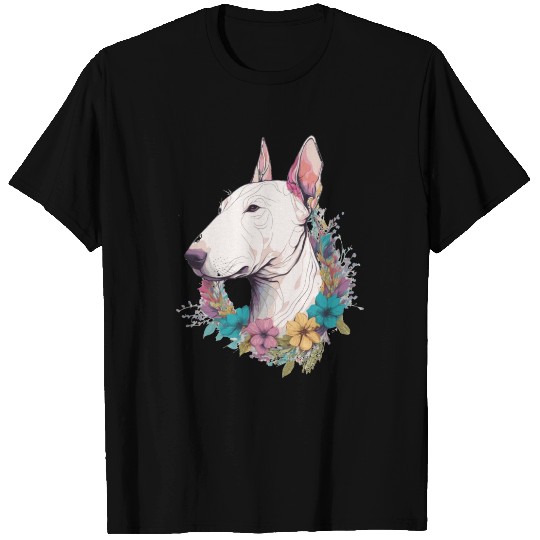 Cute Bull Terrier Flower Crown Pet Dog Breed Flora T Shirts