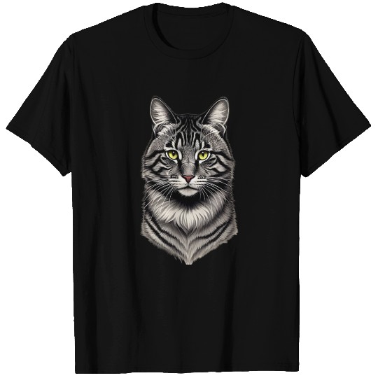 Three-colored patterned cat T Shirts