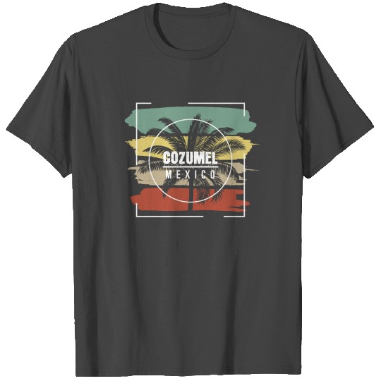 Cozumel Mexico Artistic Palm Tree Retro T Shirts