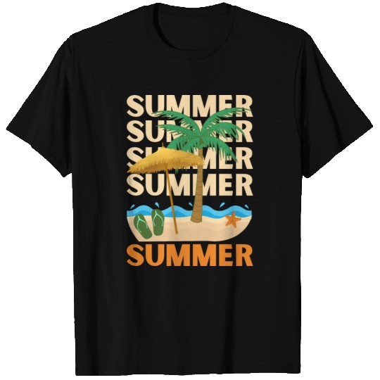 Hello summer sunset Beach summertime palm trees T Shirts