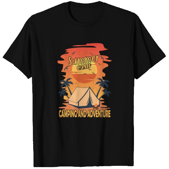 retro summer camp camping and adventure T Shirts