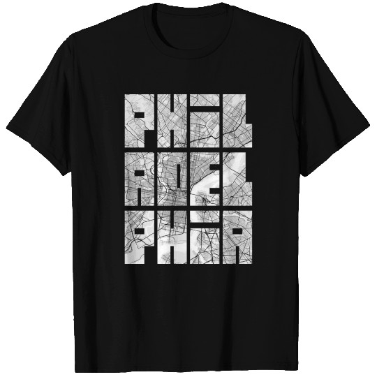 Philadelphia USA City Map Typography Light T Shirts