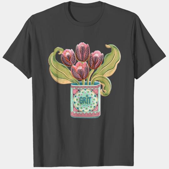 Self Care Spring Grit Tulip Retro Tin Can T Shirts