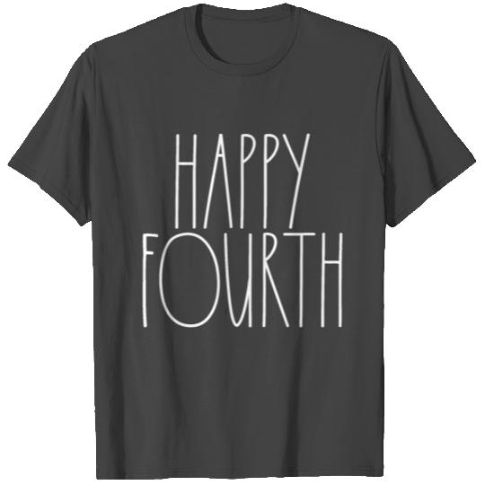Happy Fourth White Rae Dunn Inspired Minimalist T Shirts