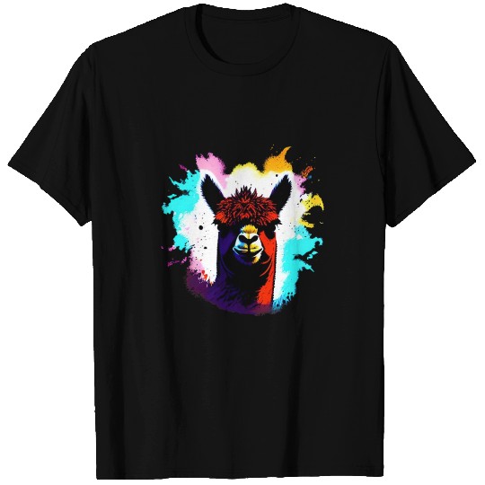 Cute Vintage Ink Splash Alpaca Retro Alpaca Farmer T Shirts