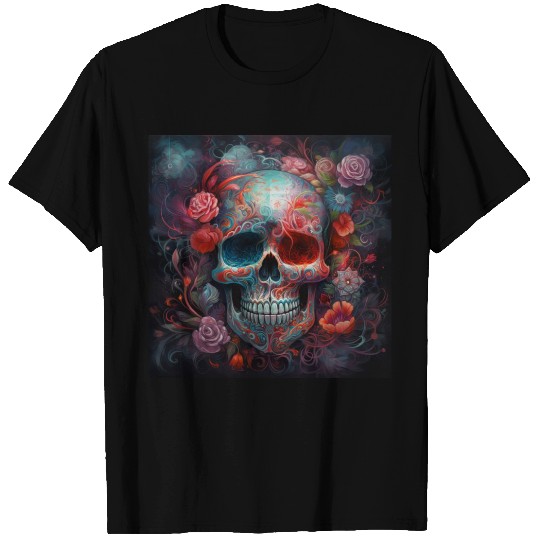 Pastel Flowery Skull T Shirts