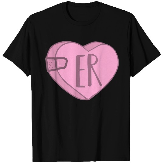 Cute ER Nurse Candy Heart for Valentines Day Scrub T Shirts
