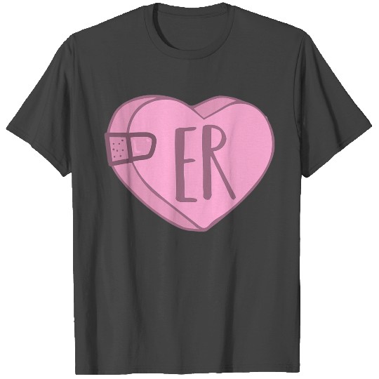Cute ER Nurse Candy Heart for Valentines Day Scrub T Shirts
