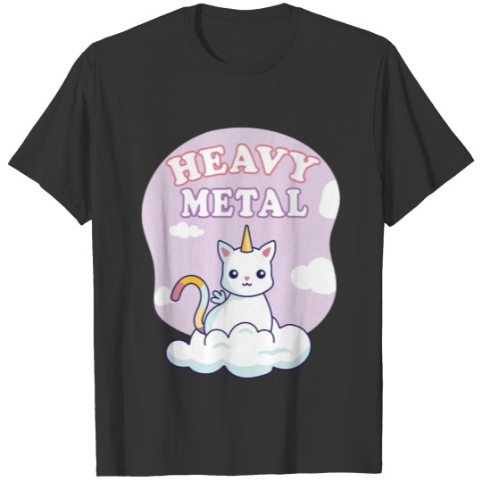 Cute Heavy Metal Unicorn Cat T Shirts