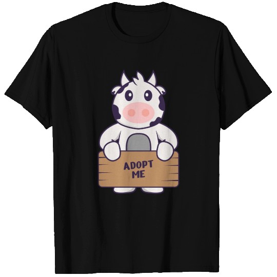 Cute Cow Holding A Poster Adopt Me T Shirts