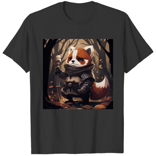 Red Panda Warrior Monk Character Portrait T Shirts