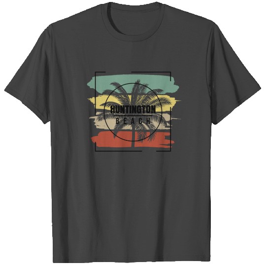 Huntington Beach California Stylish Retro Palm T Shirts