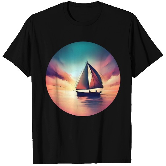 Sailing Sailboat Dinghy Sunset Design T Shirts