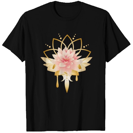 Lotus with gold petals icon T Shirts