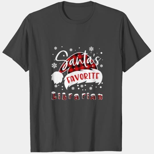 Santas Favorite Librarian Hat Flannel Christmas T Shirts