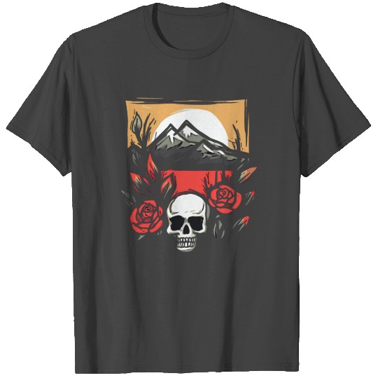 zen cartoons japan skull and roses T Shirts