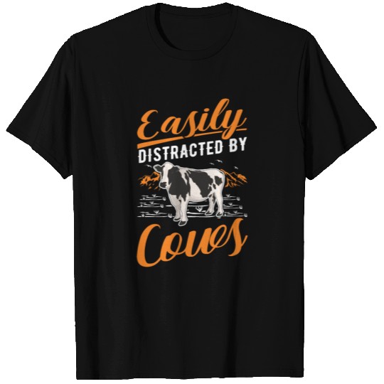 Easily Distracted By Cows Cow Cattle Breeder T Shirts