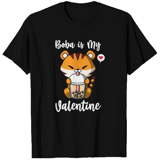 Boba Tea Is My Valentine Tiger Anti Valentines Day T Shirts