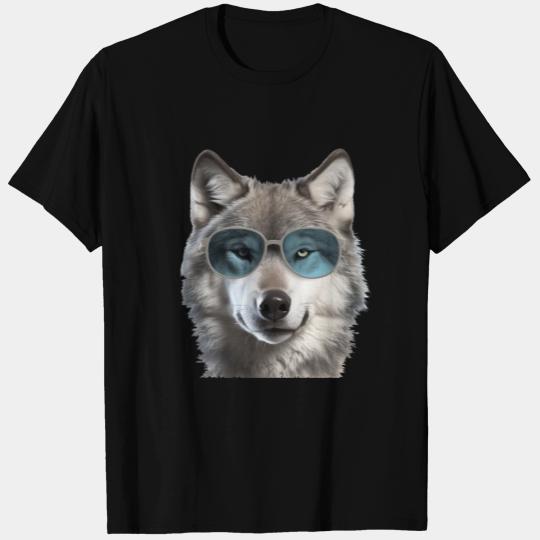 Grey Wolf Wearing Blue Sunglasses Wildlife Animal T Shirts